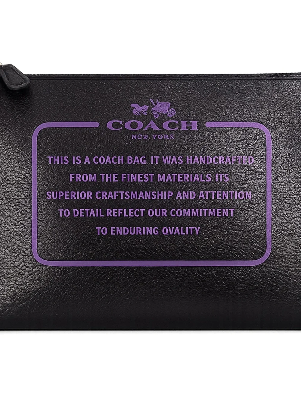 Coach Black Pebble Leather Large Zip Pouch Clutch Purple Graphic EUC